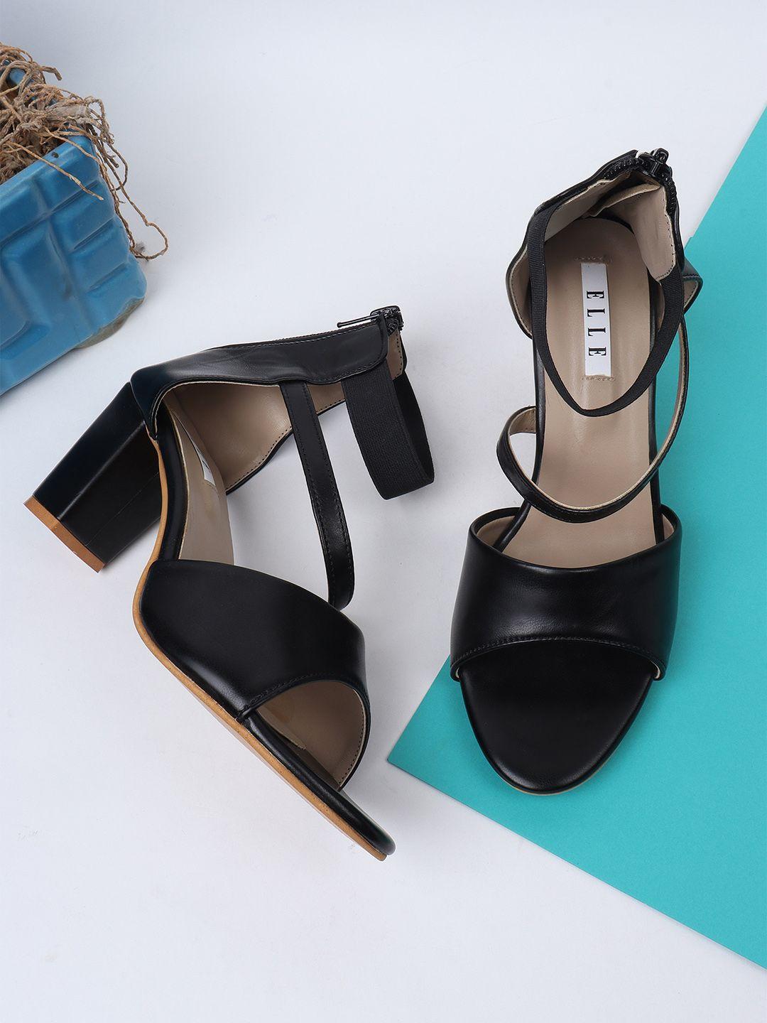 elle black high-top block heels