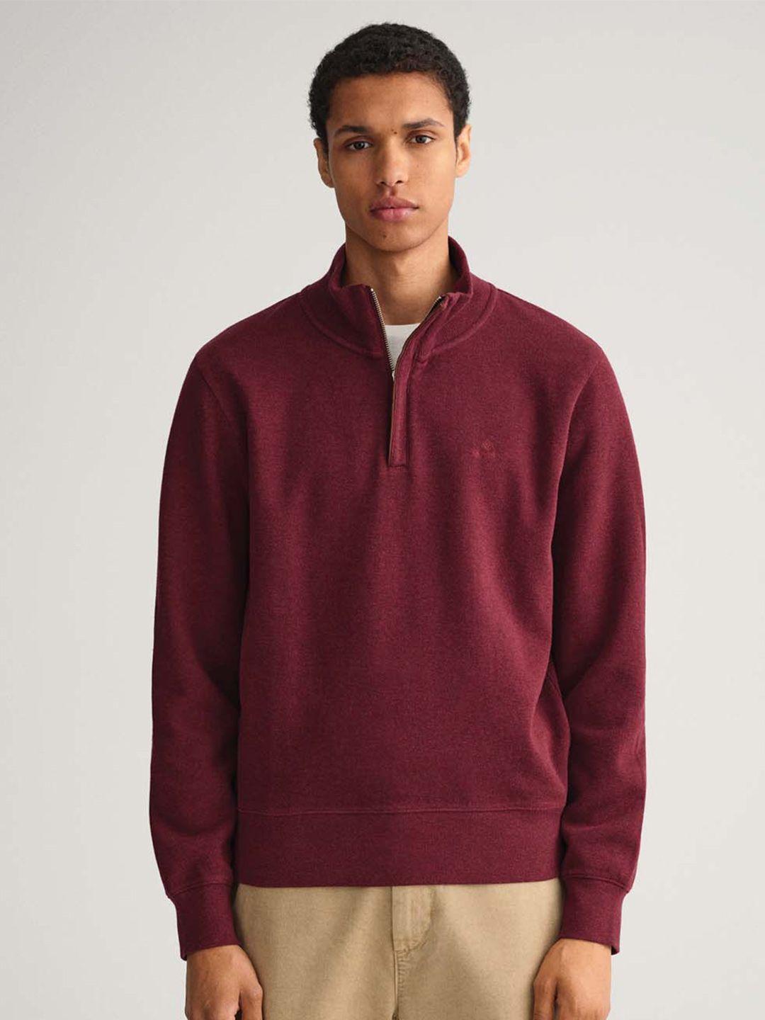 gant men brown solid regular fit  sweatshirt