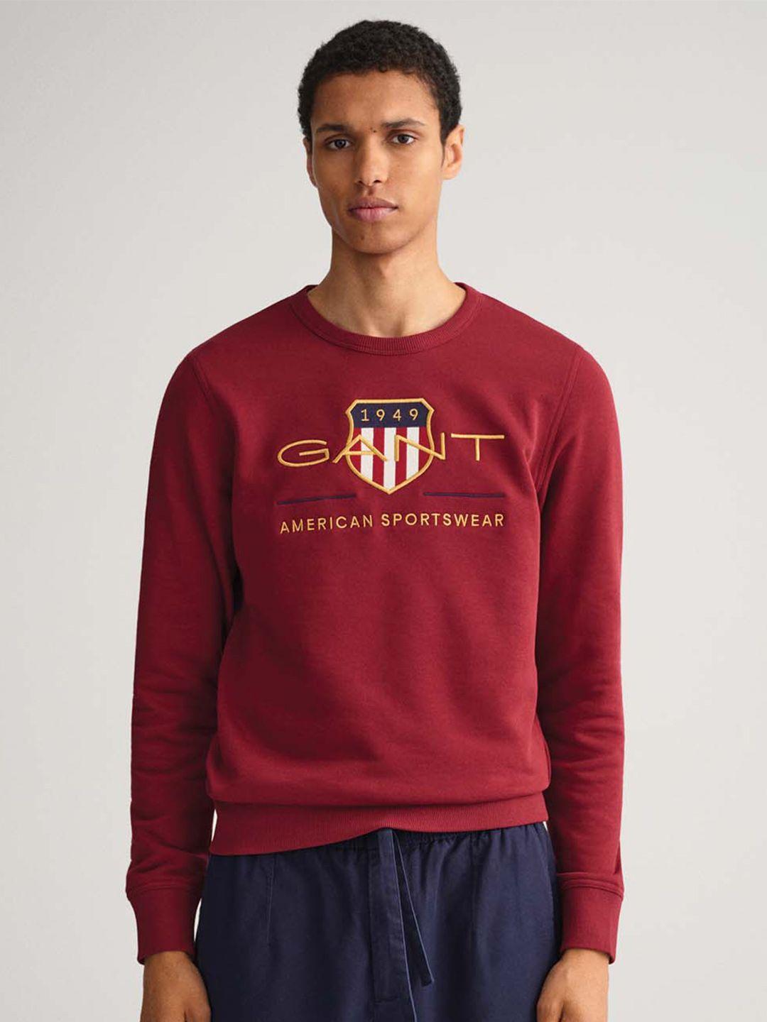 gant men red full sleeve regular fit sweatshirt