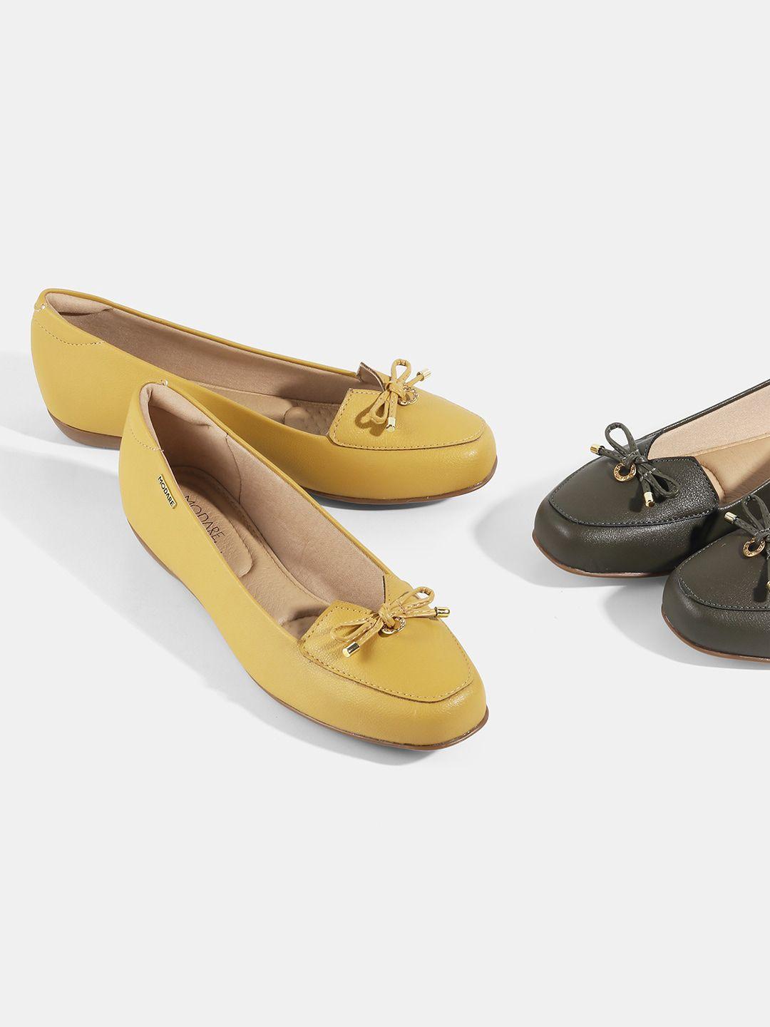 modare women mustard ballerinas flats