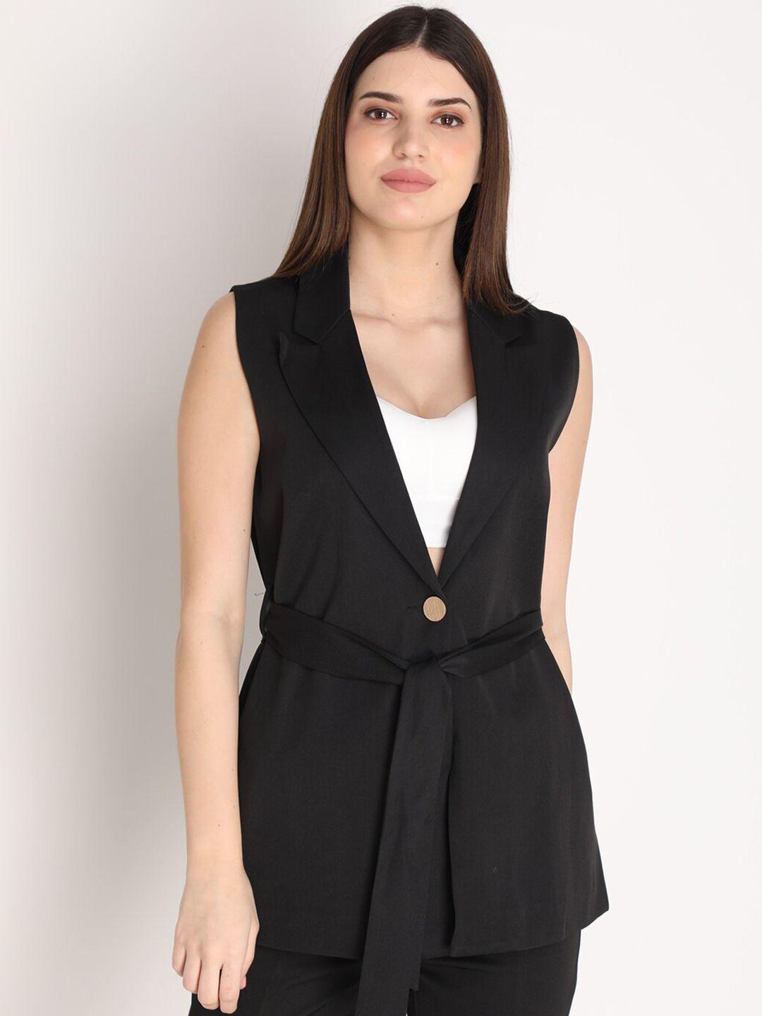 dlanxa women black solid single-breasted blazer