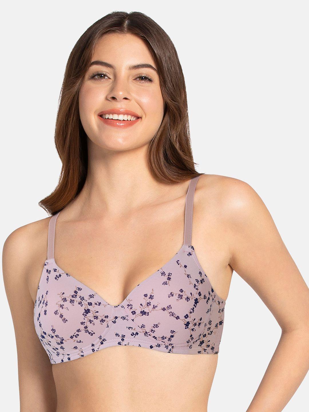 amante purple floral bra lightly padded