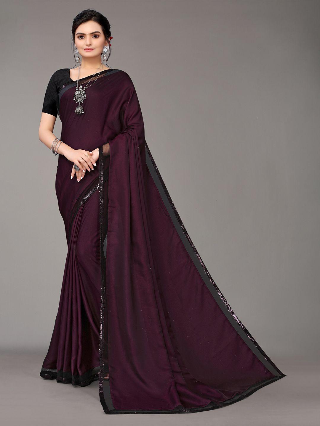 nimayaa purple & black sequinned saree