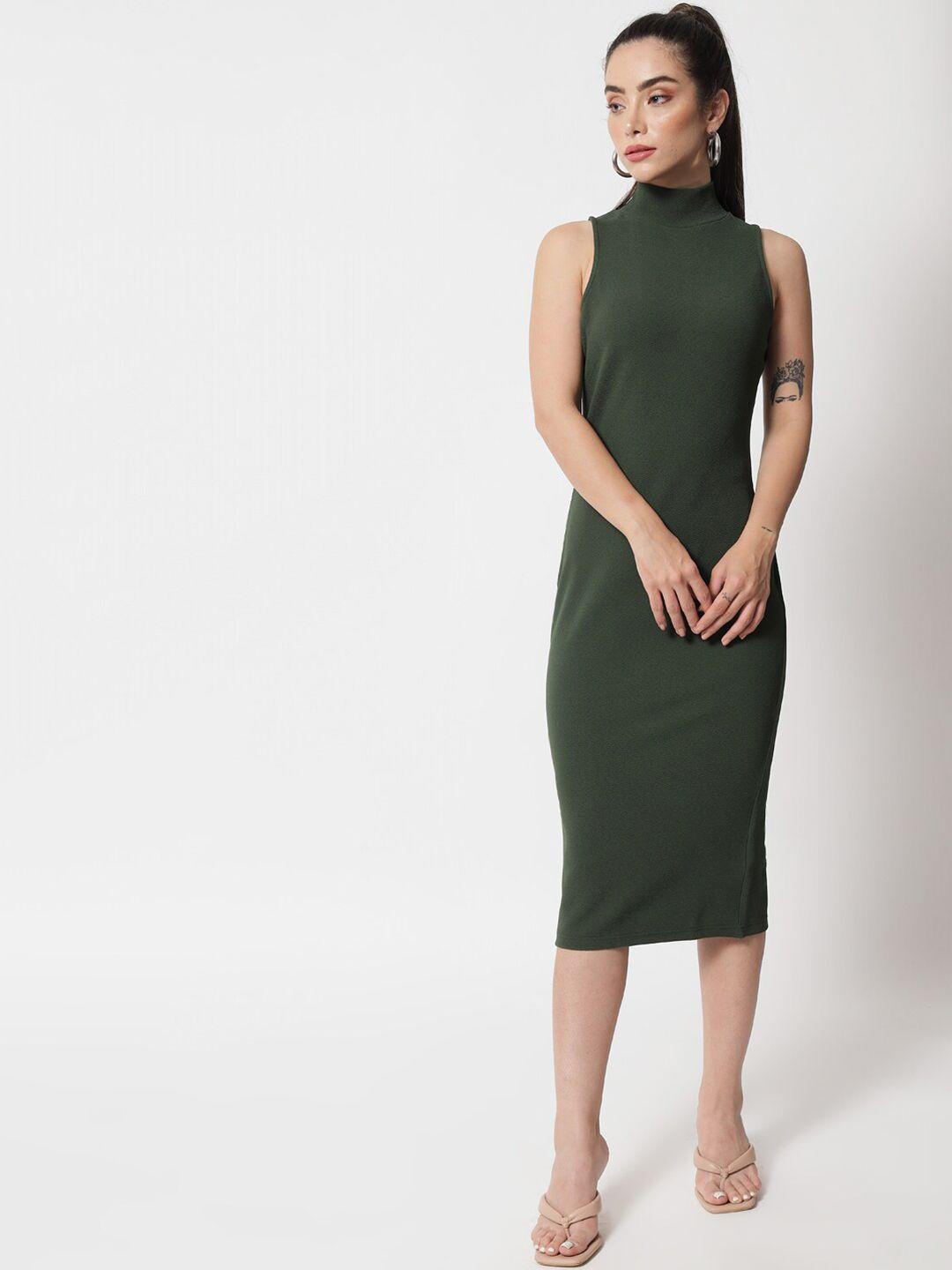 orchid hues olive green sheath midi dress