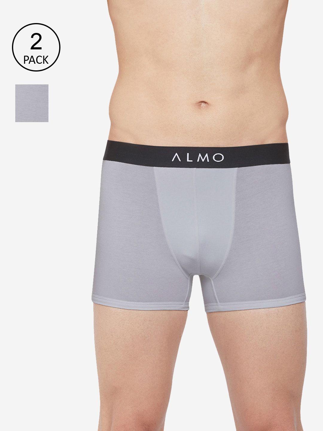 almo wear men pack of 2 grey solid micromodal trunk