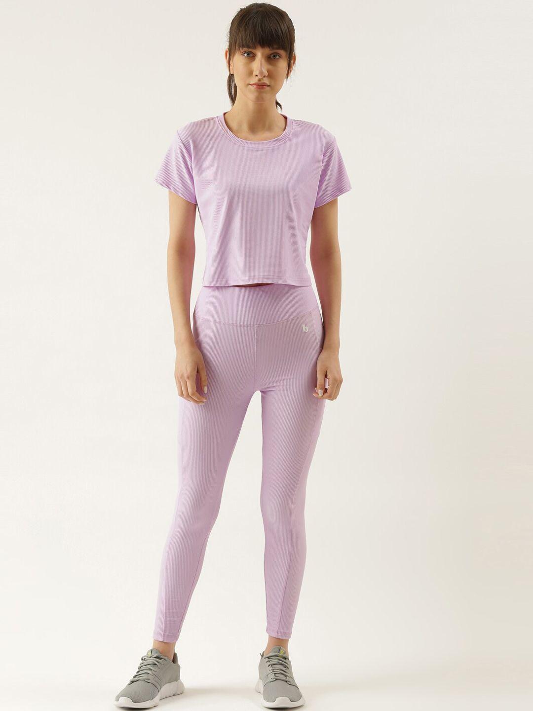 bannos swagger women lavender solid crop top & tights