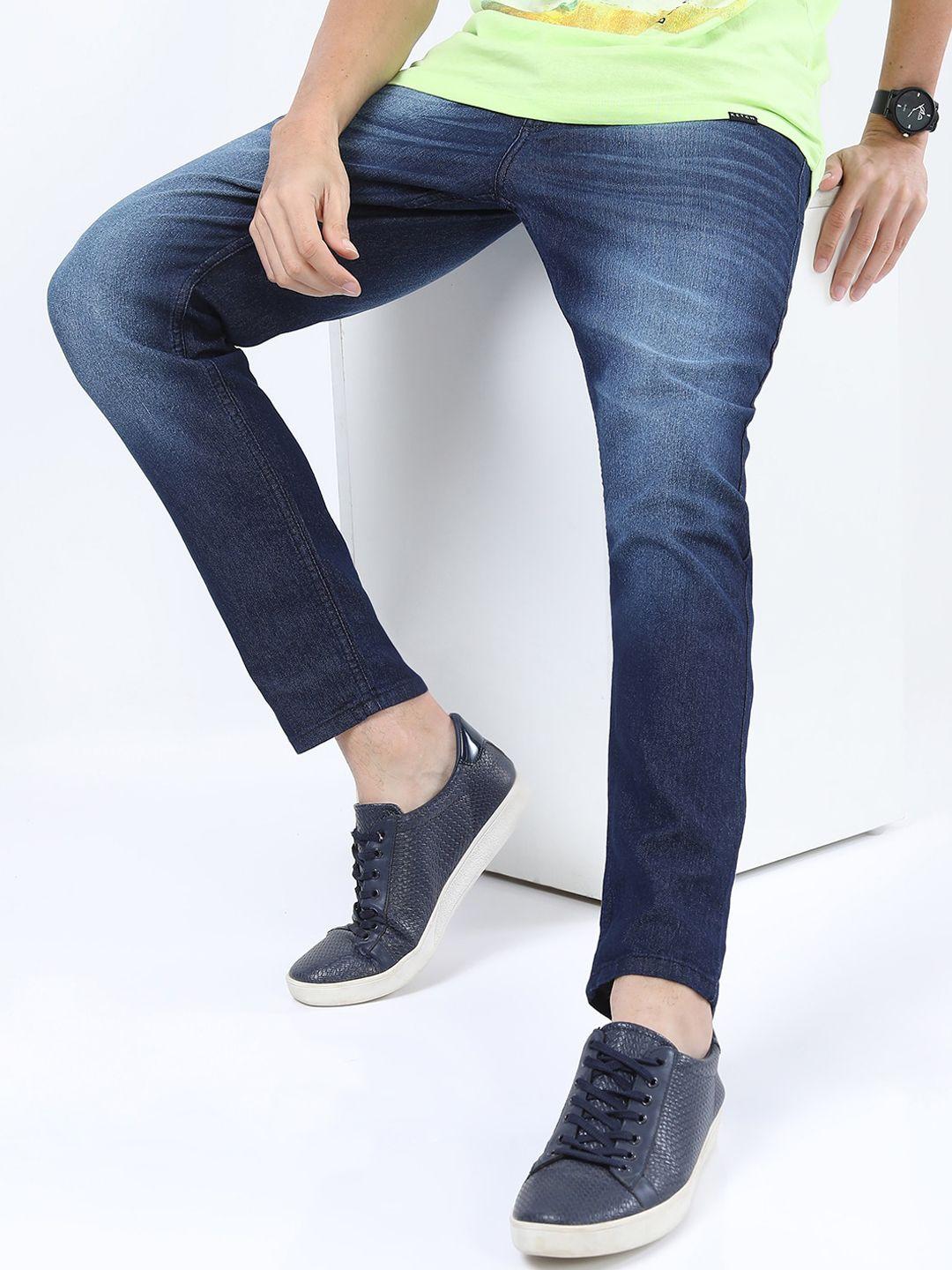 ketch men blue tapered fit clean look light fade stretchable jeans