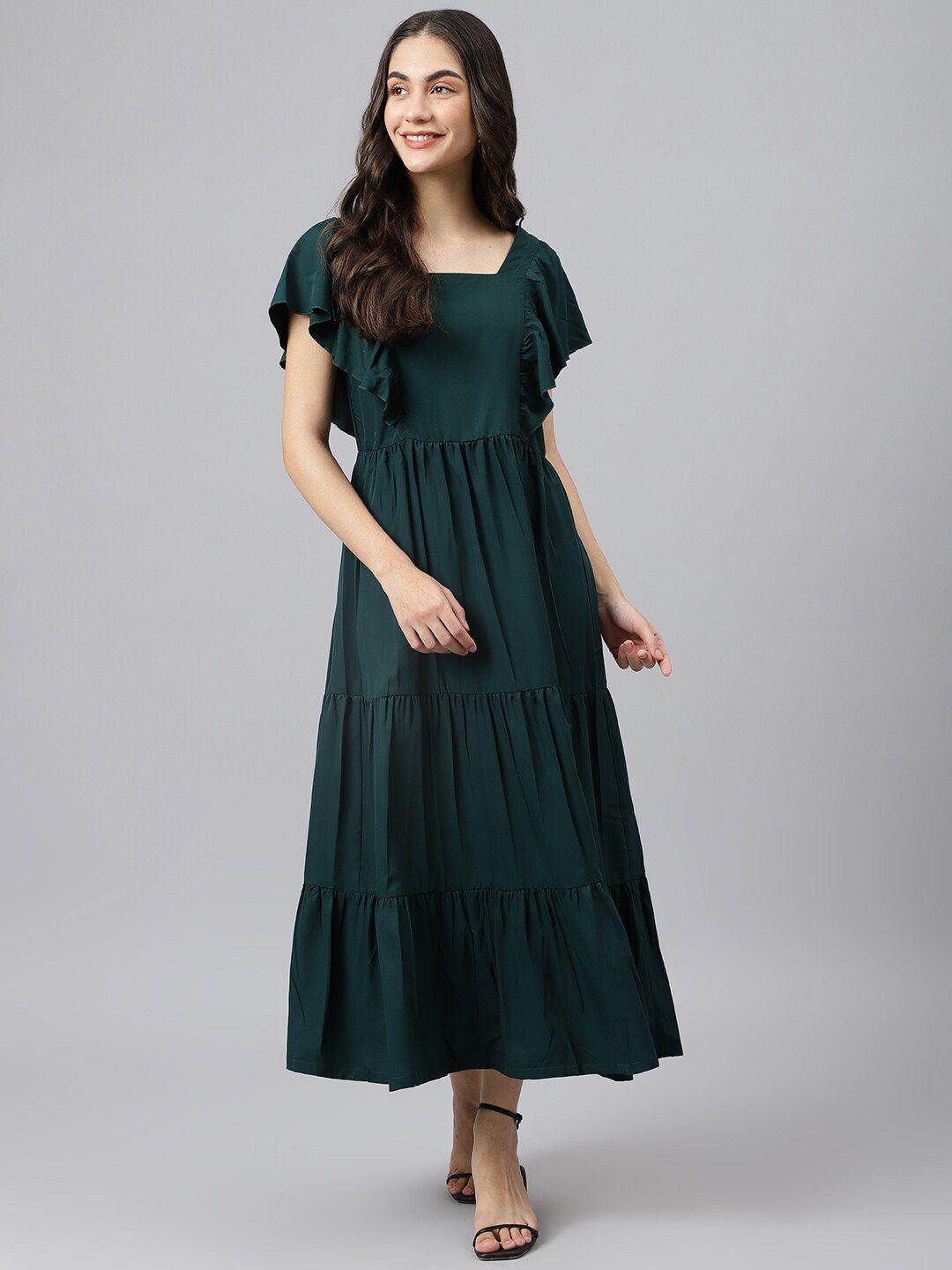 deebaco green maxi  long tiered dress