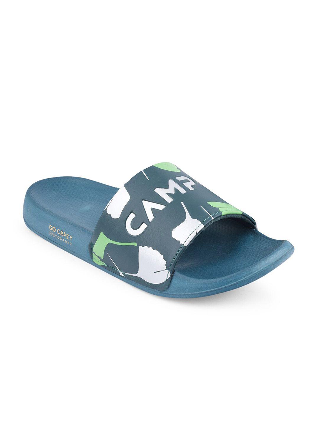 campus men green & blue printed sliders