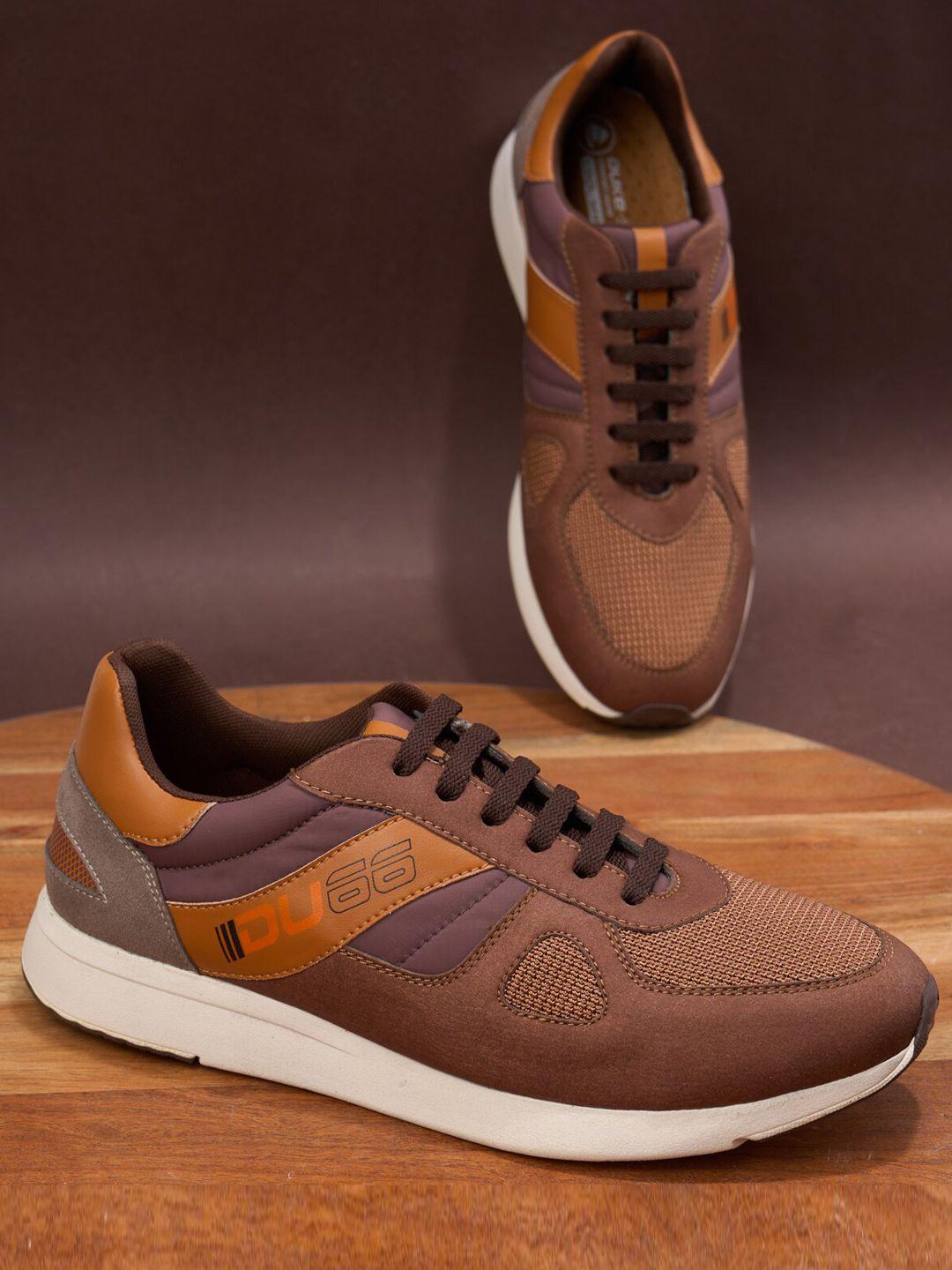 duke men brown colourblocked sneakers