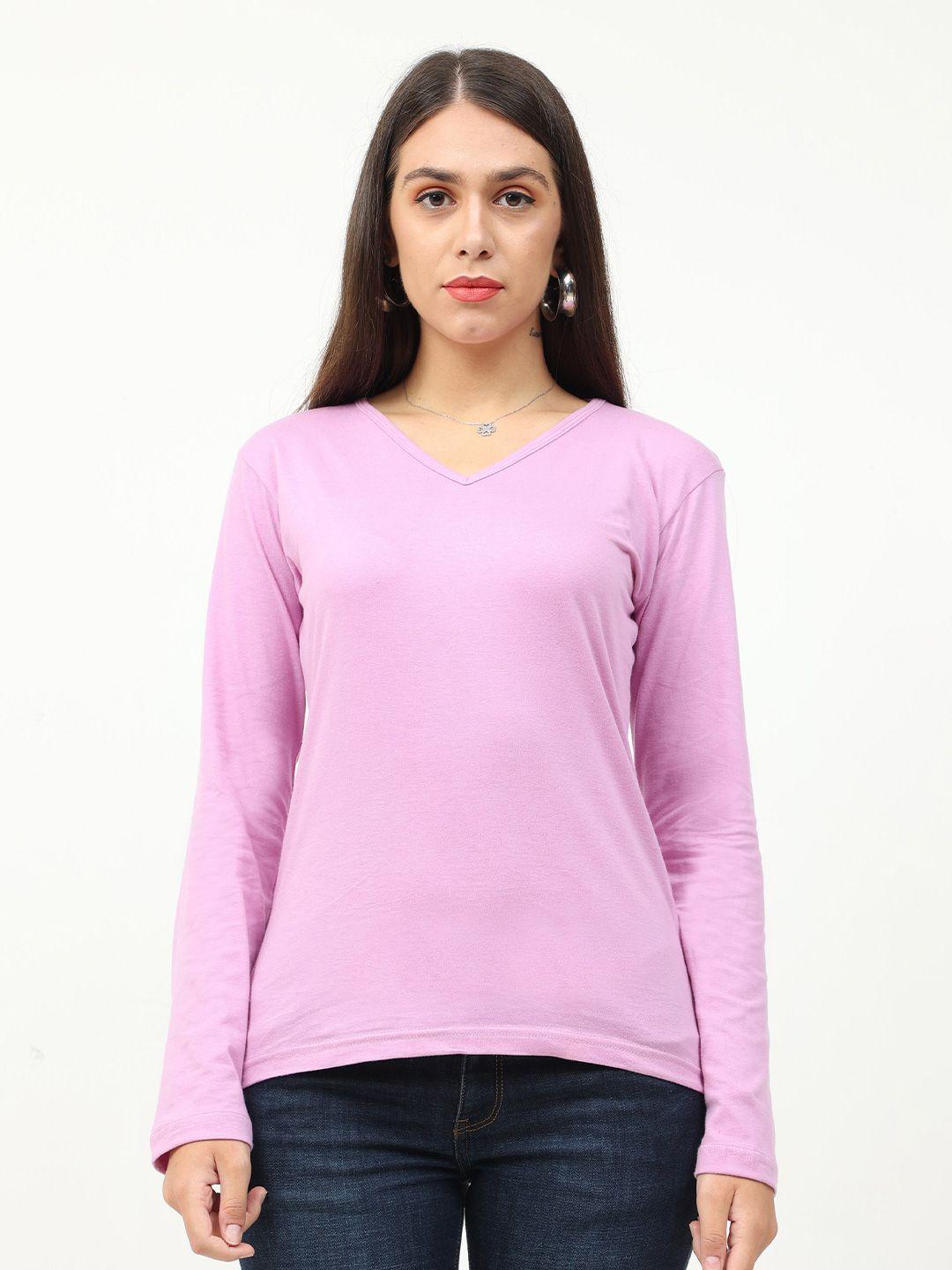 fleximaa women lavender v-neck t-shirt