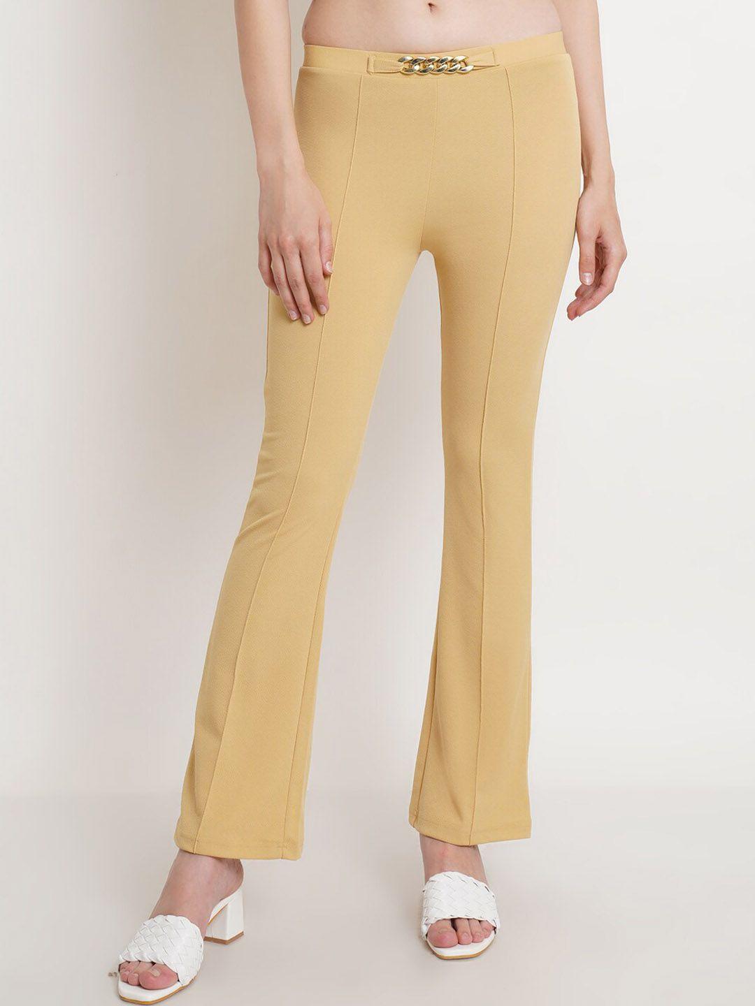 popwings women gold-toned relaxed easy wash trousers