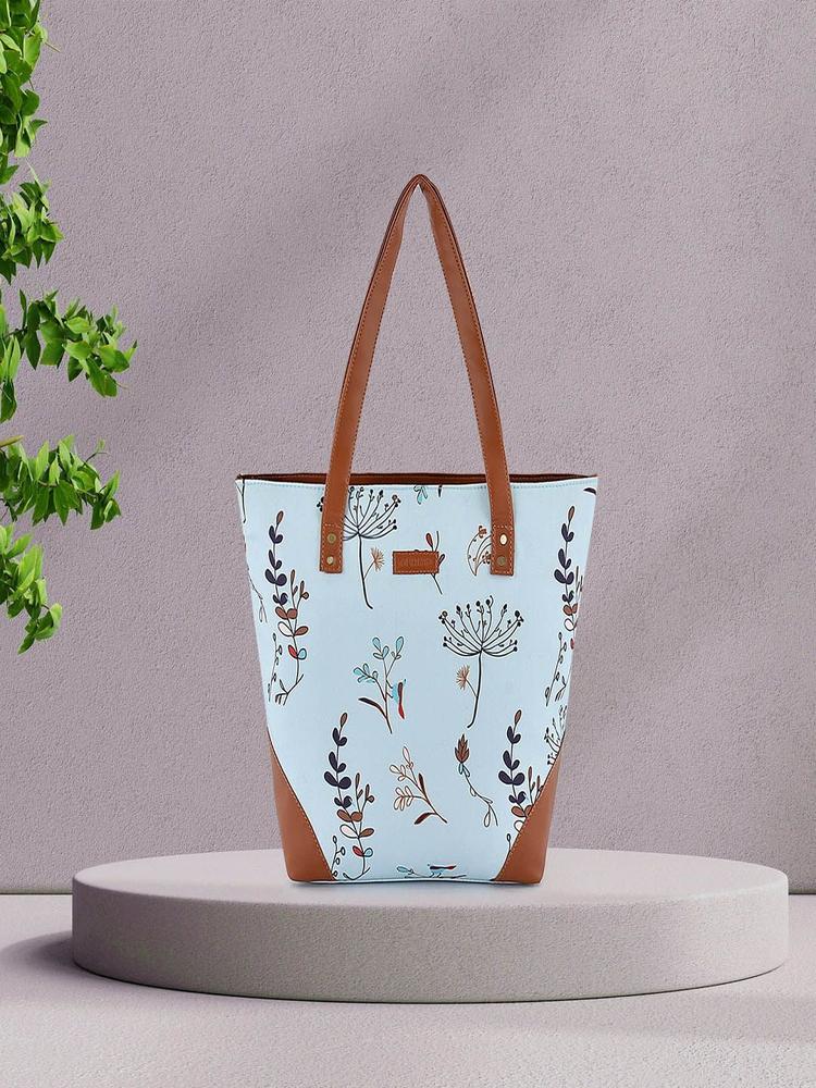 Buy Lychee Bags Blue & White Printed Tote Bag - Handbags for Women