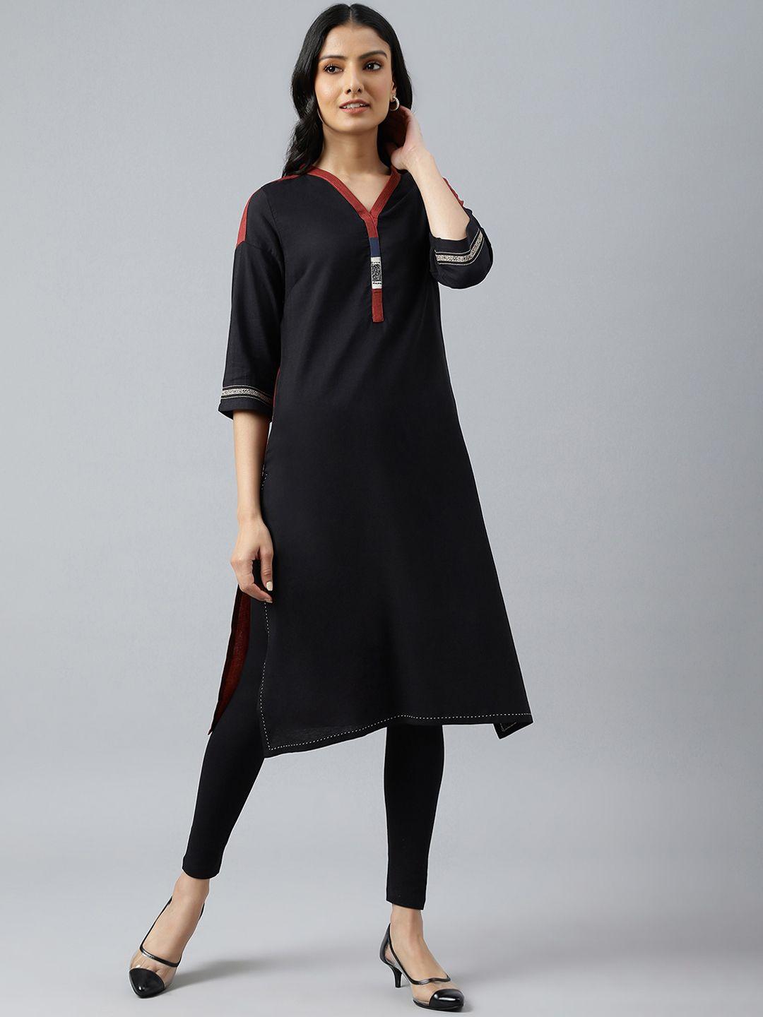 w women black kurta