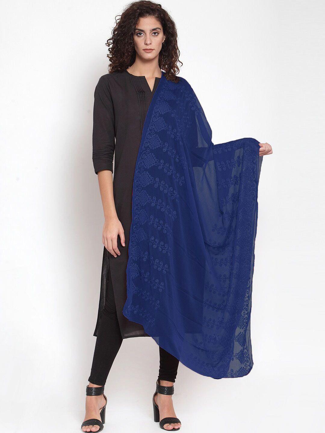 mf navy blue embroidered dupatta