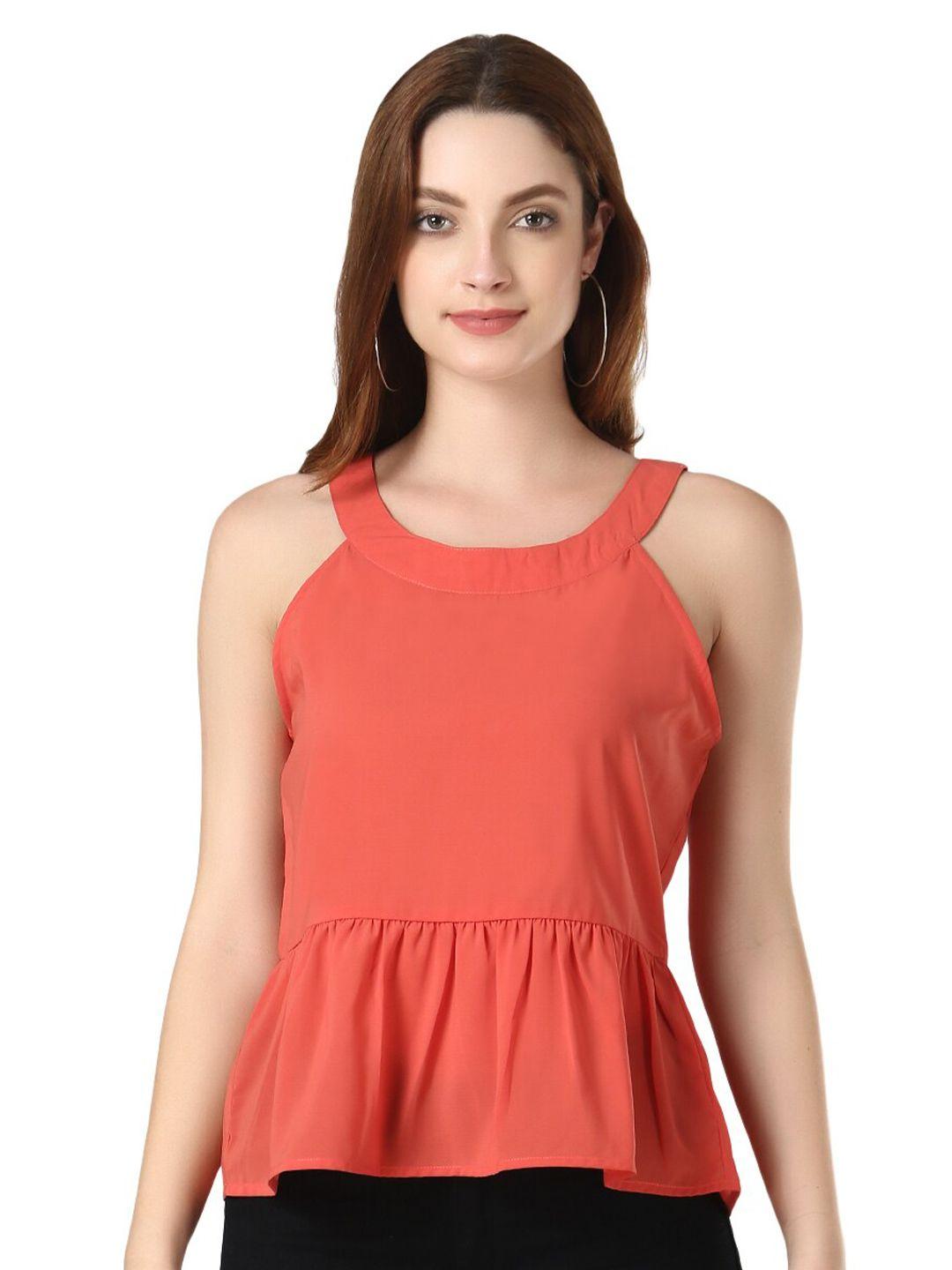 d 'vesh orange georgette peplum top