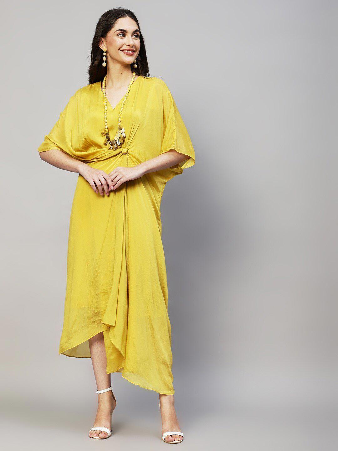 envy me by fashor mustard yellow layered chiffon maxi dress