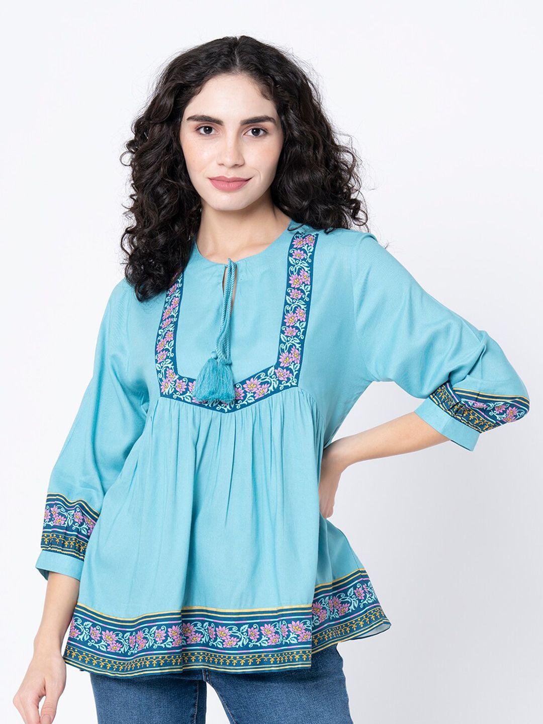 mode by red tape sea green printed top