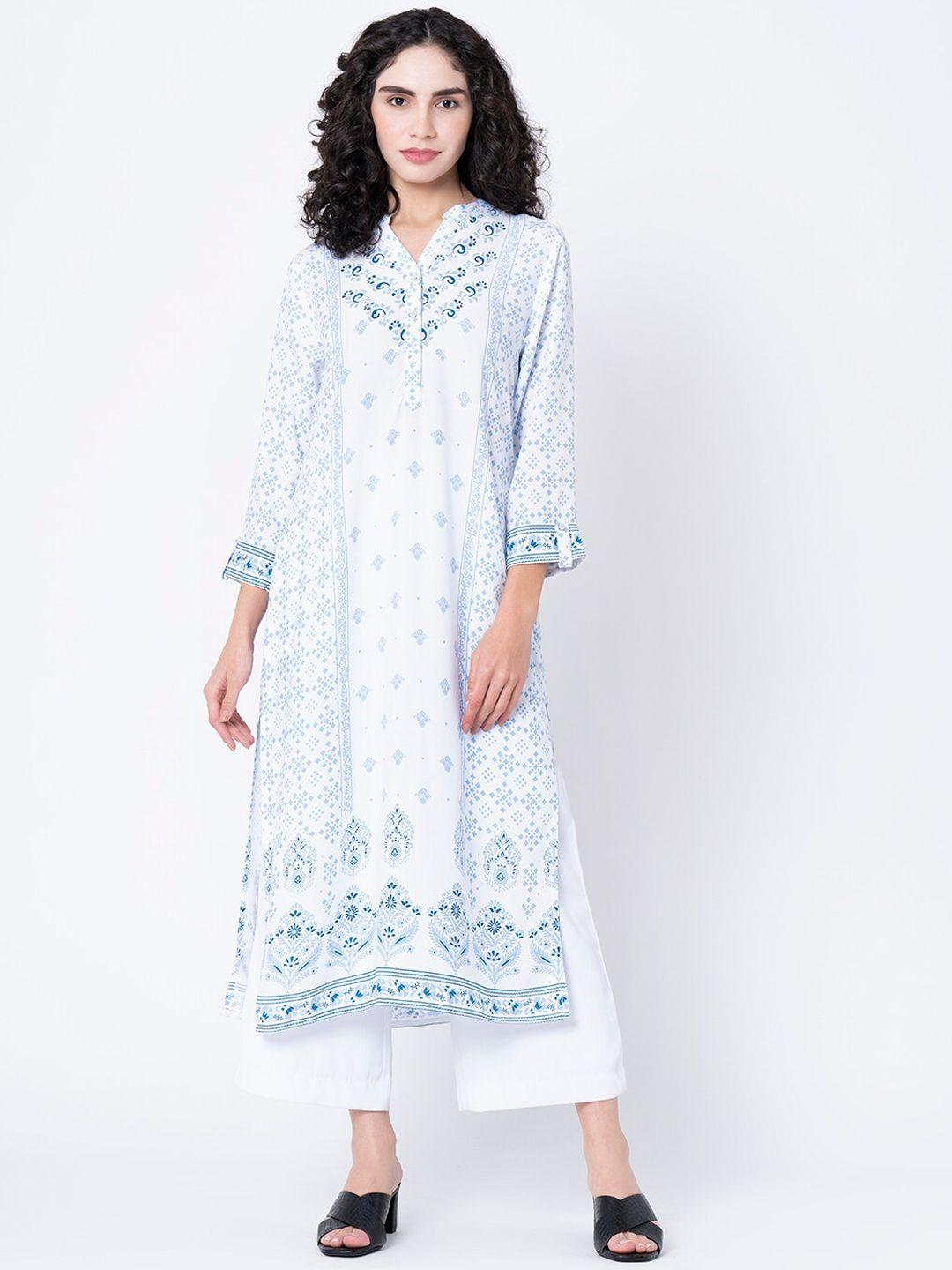 mode by red tape women white printed kurta