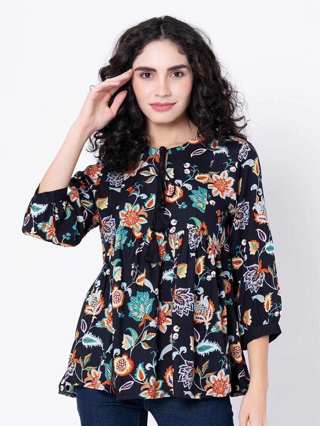 mode by red tape black floral print top