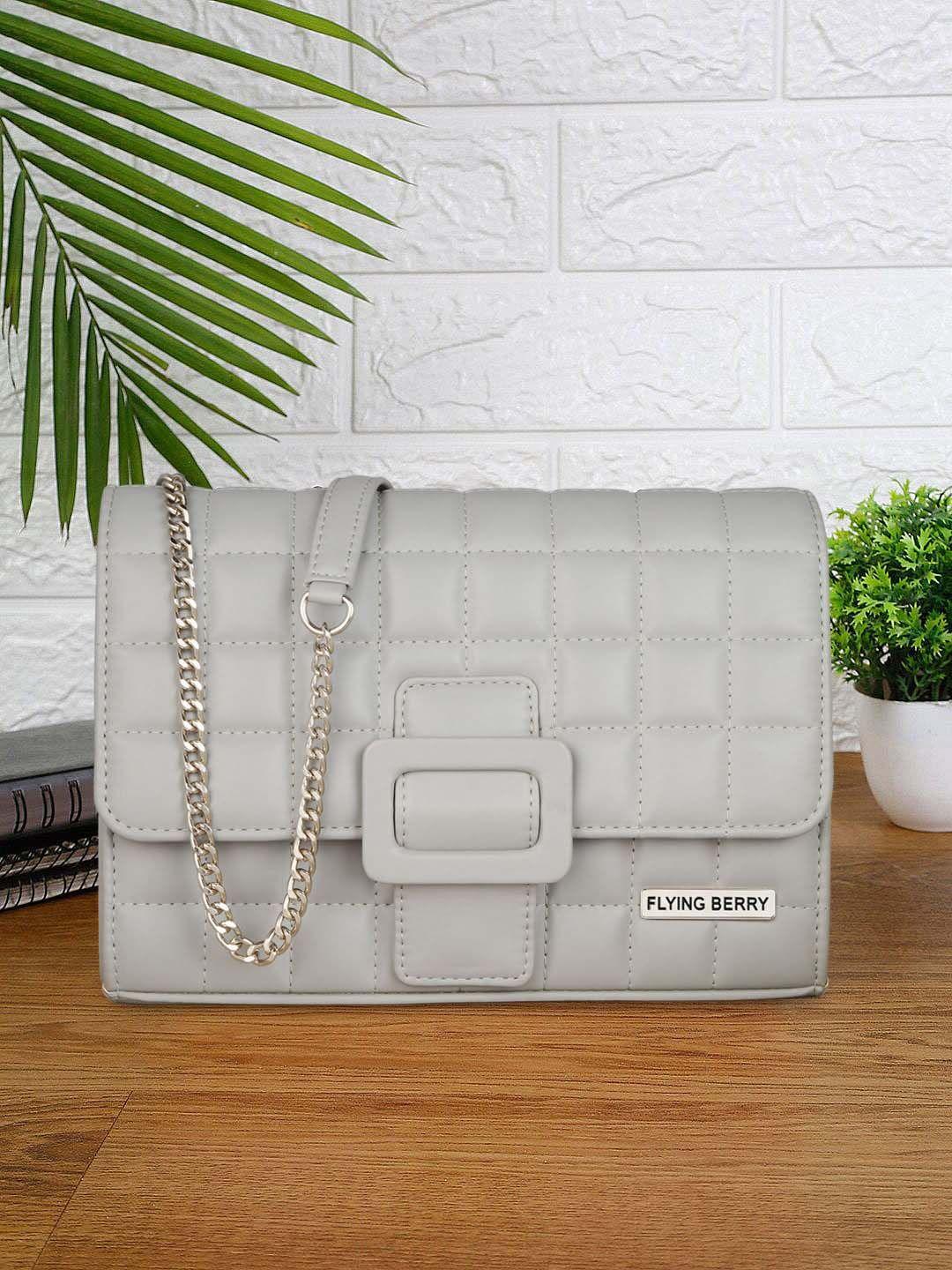 flying berry grey textured pu structured satchel