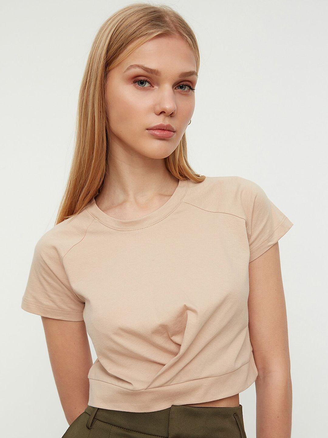 trendyol beige solid top