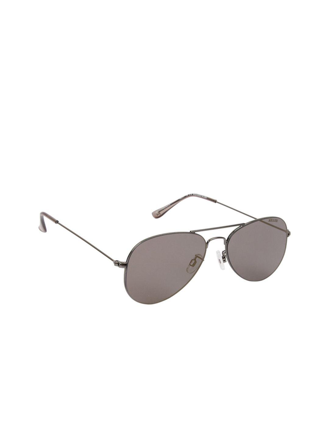 killer unisex grey lens & gunmetal-toned aviator sunglasses kln3052ant metal c3