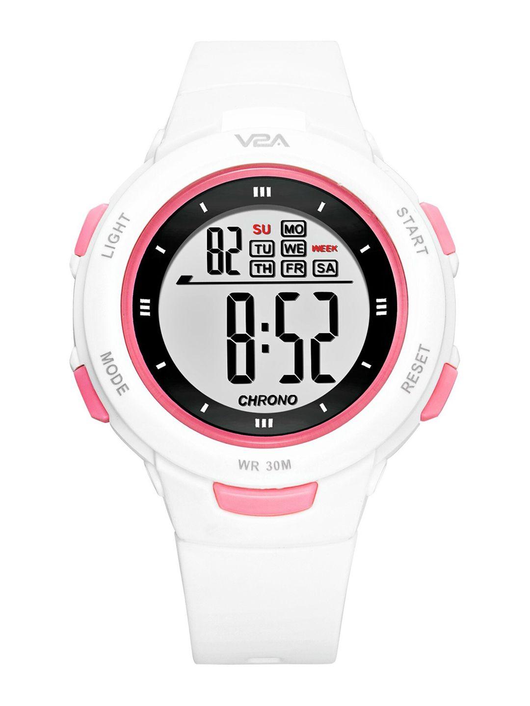 v2a women white dial & white straps digital multi function watch dk8217-white