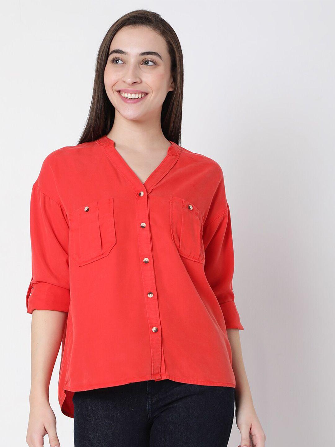 vero moda women orange casual shirt