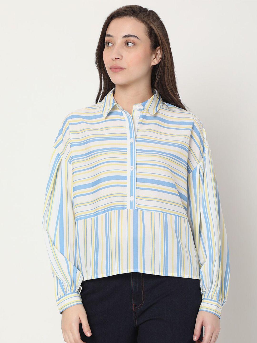 vero moda women white striped casual shirt