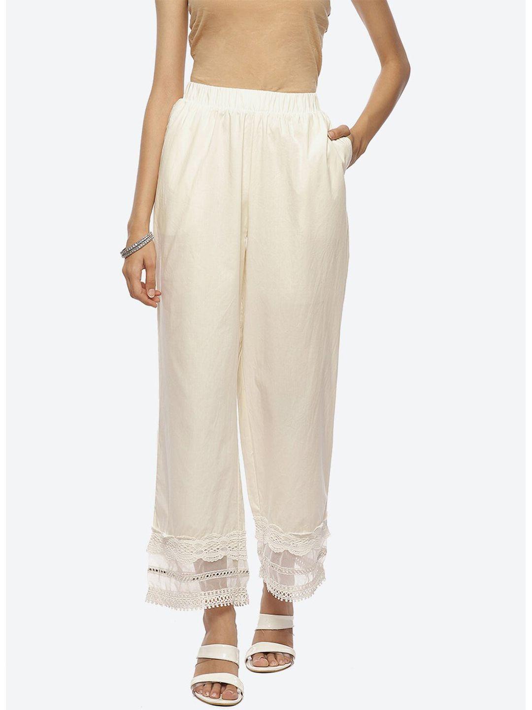 lakshita women off white flared cropped palazzos