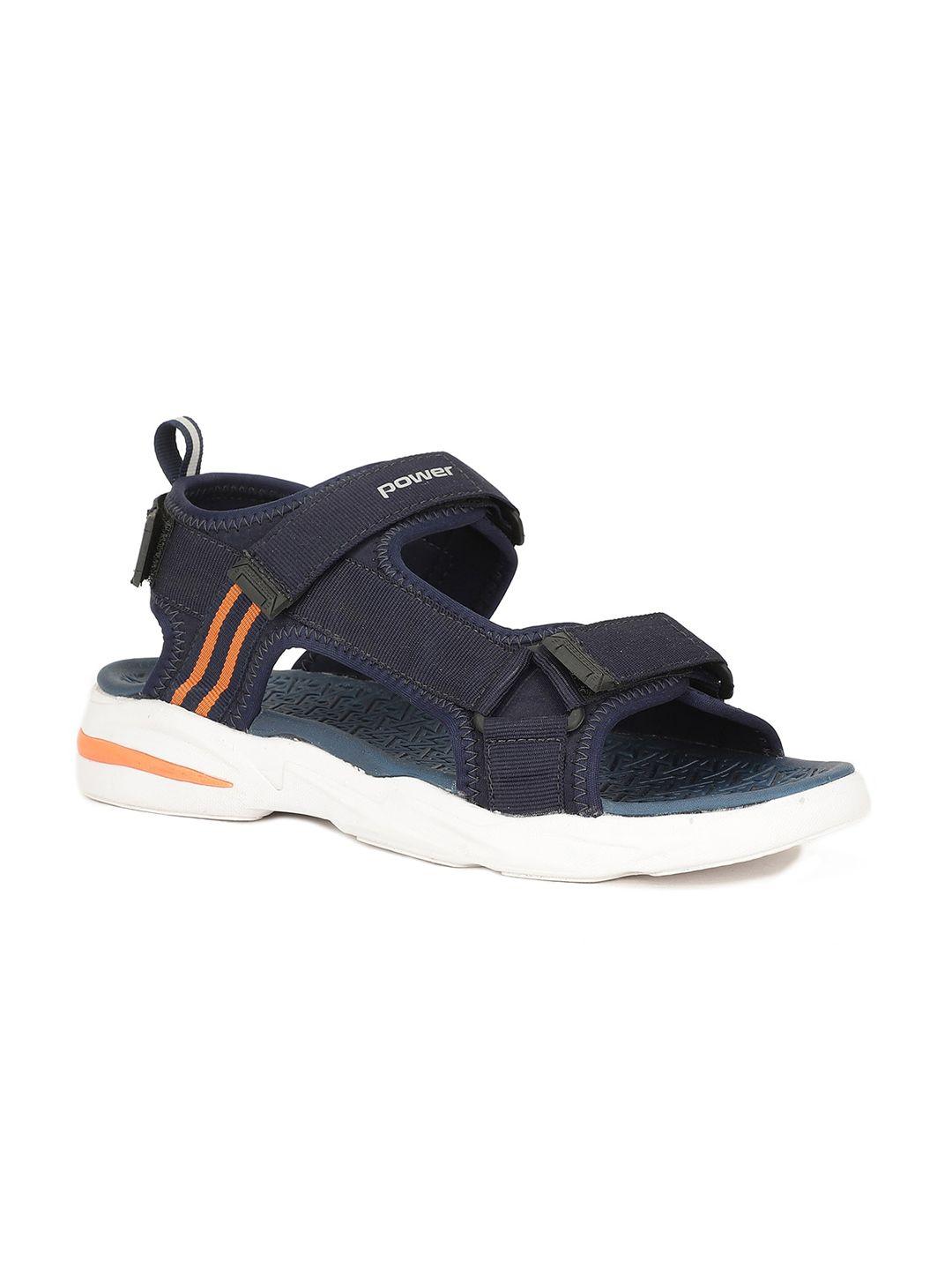 power men blue & orange solid sports sandals