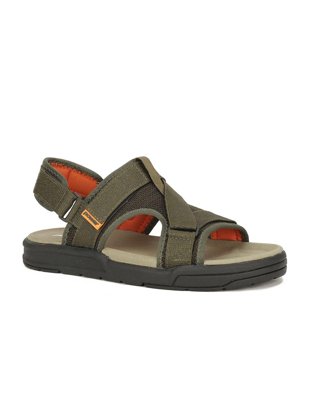 power men olive green solid sports sandals