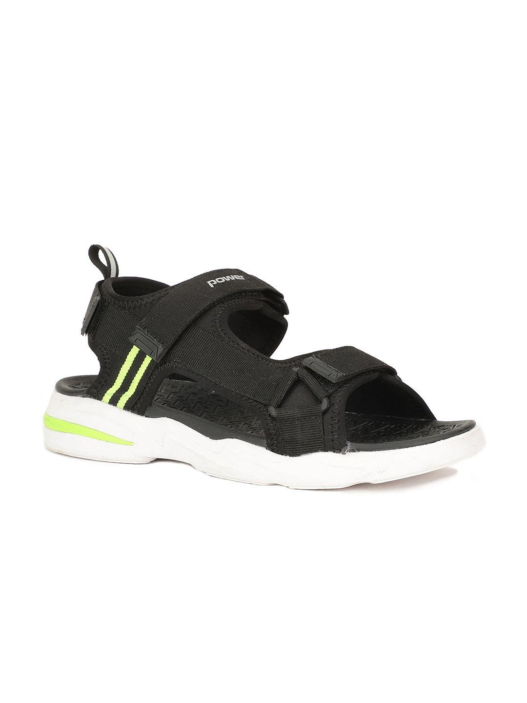 power men black & white solid sports sandals