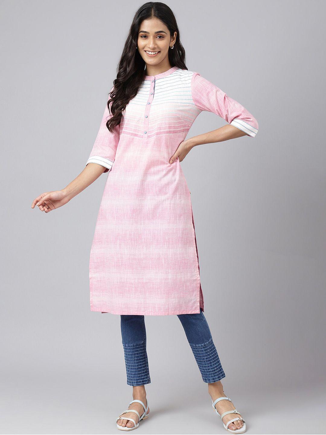 aurelia women pink straight kurta