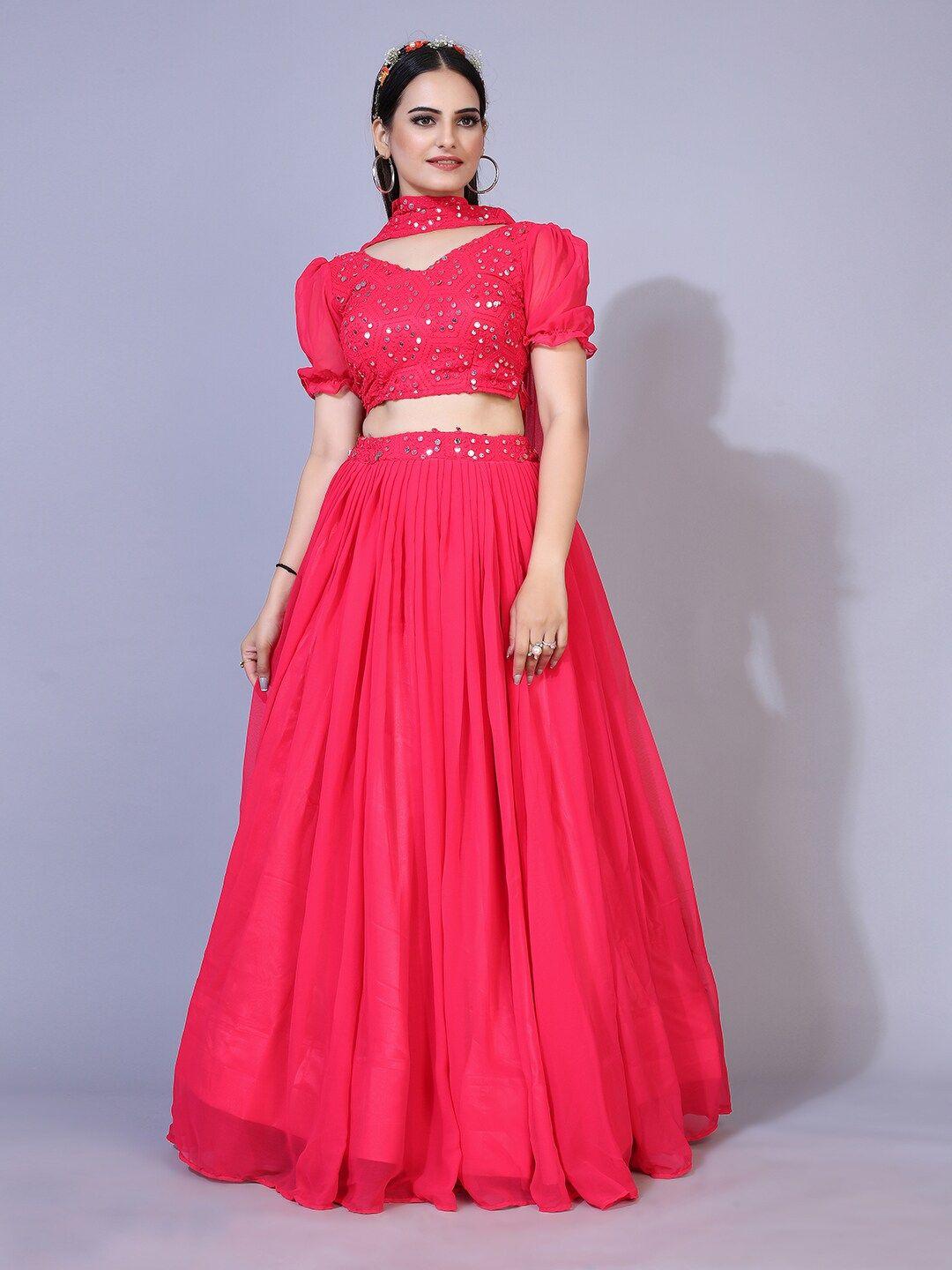 prenea pink embellished ready to wear lehenga & blouse with dupatta