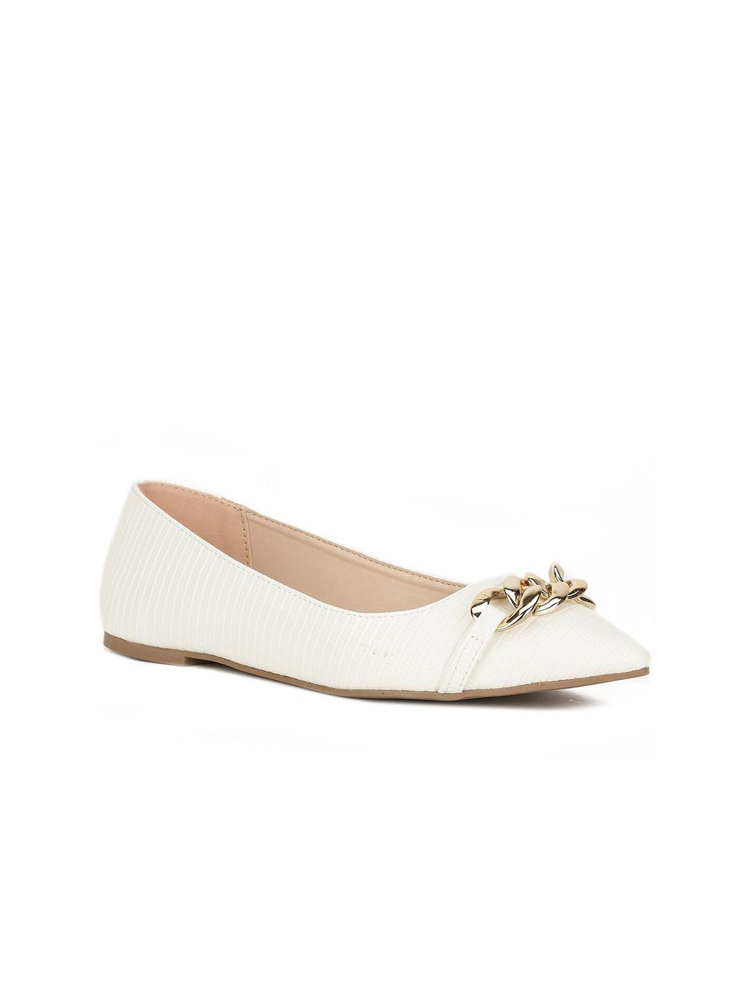 bata women white embellished flats