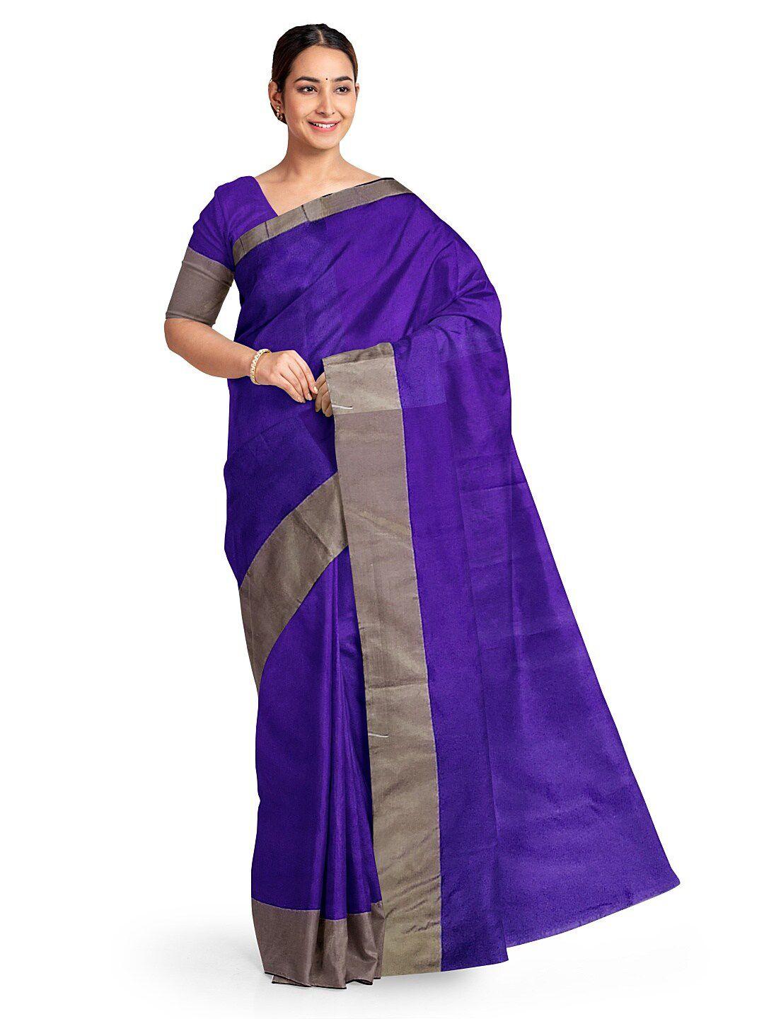 florence purple & grey silk cotton  sungudi saree