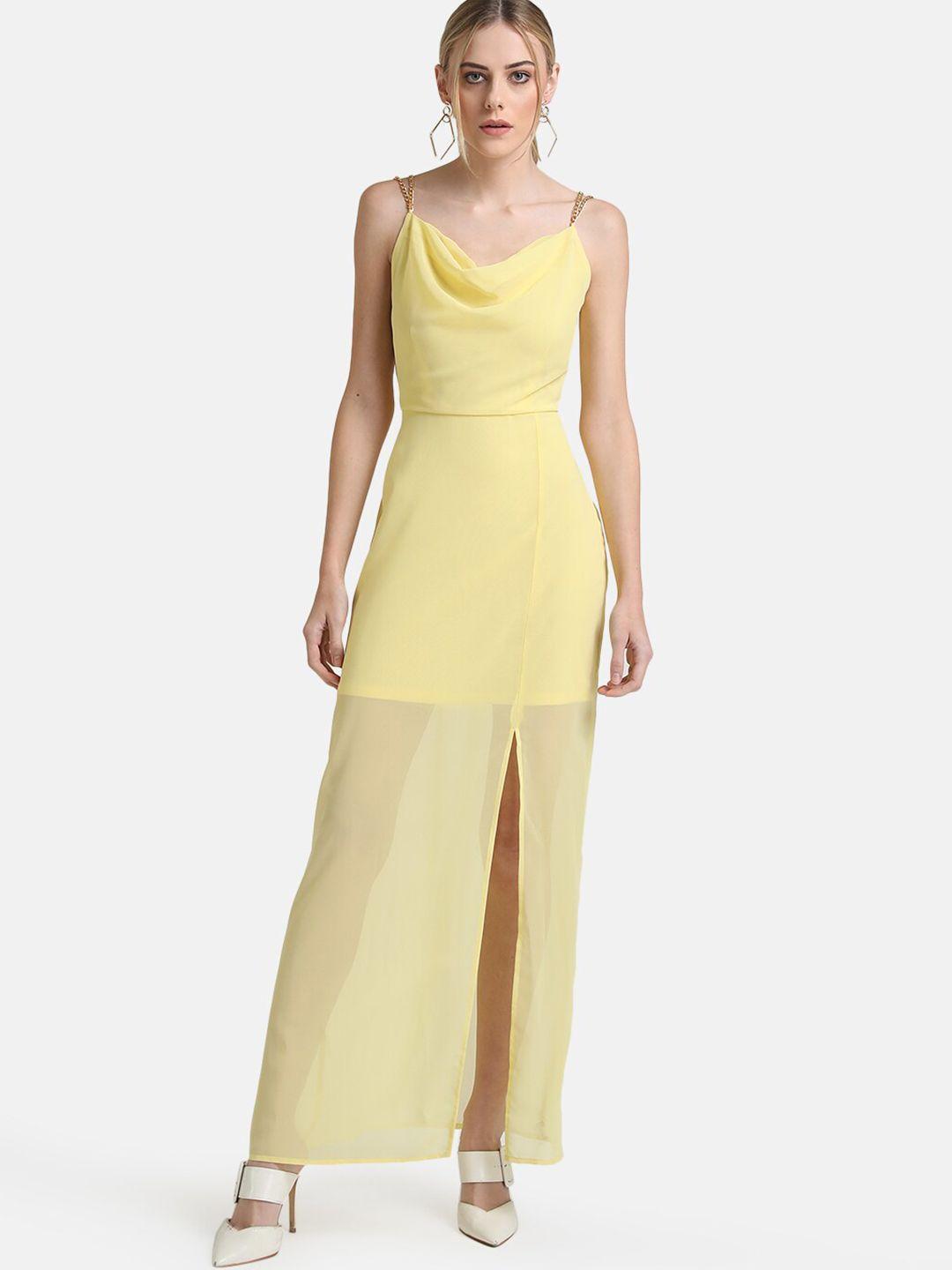 kazo yellow georgette maxi dress