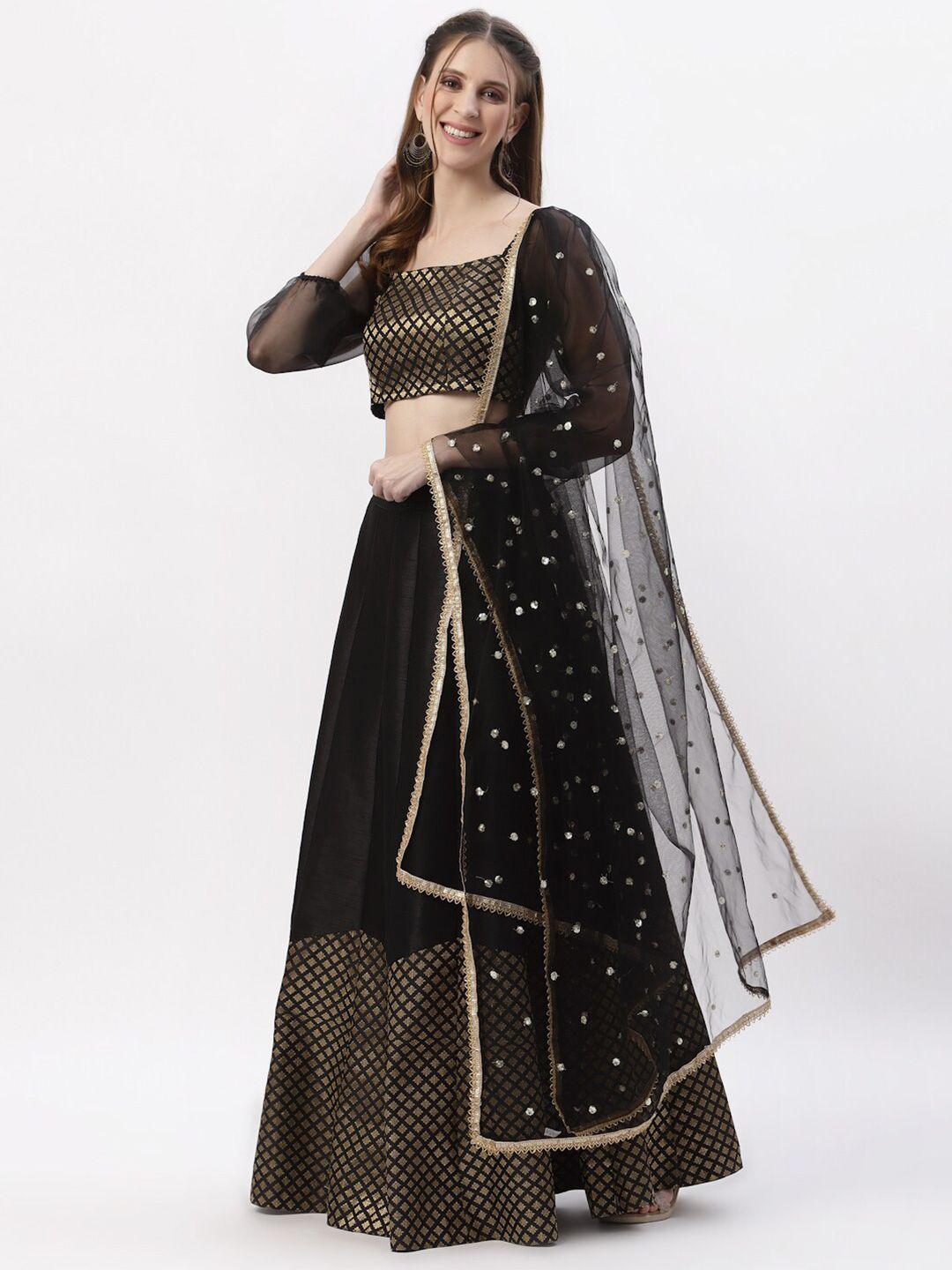 studio rasa black & gold-toned ready to wear lehenga & blouse with dupatta