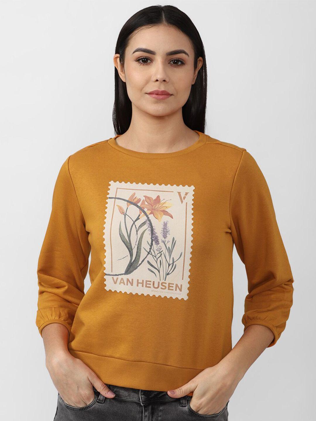 van heusen woman women orange printed sweatshirt