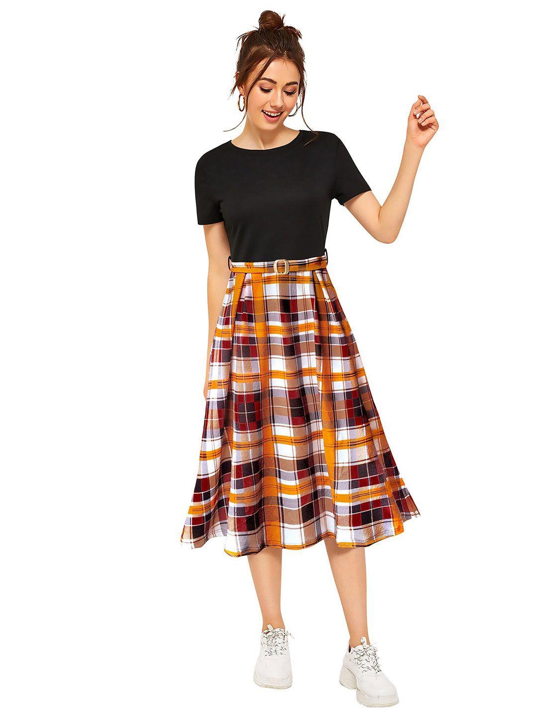 london belly black checked midi dress