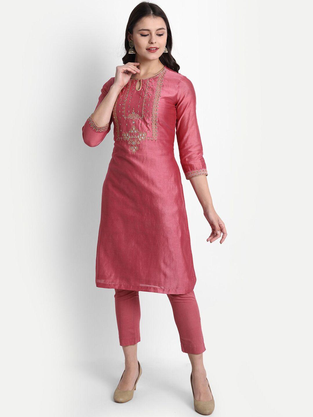 shereen women burgundy kurta with palazzos & with dupatta