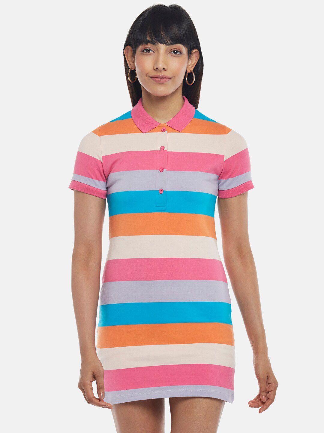 people multicoloured striped t-shirt mini dress