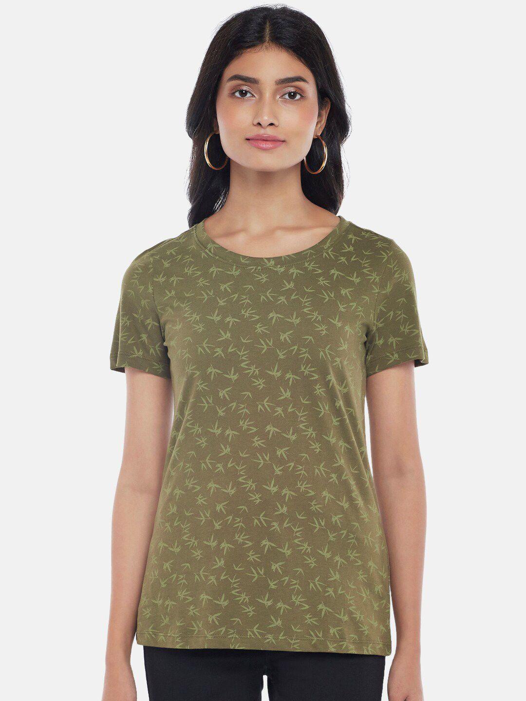 honey by pantaloons women green floral t-shirt