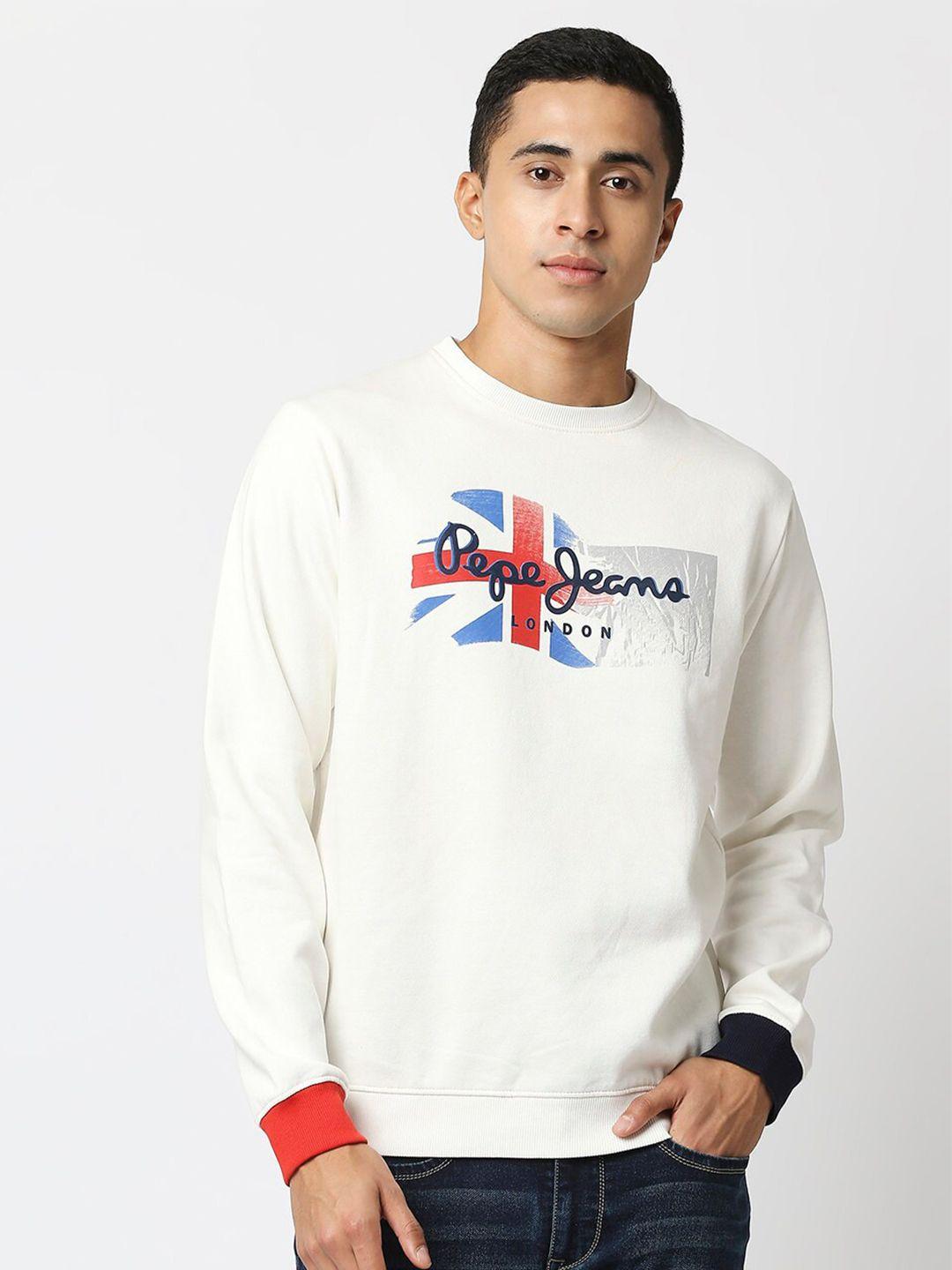 pepe jeans men white printed sweatshirt