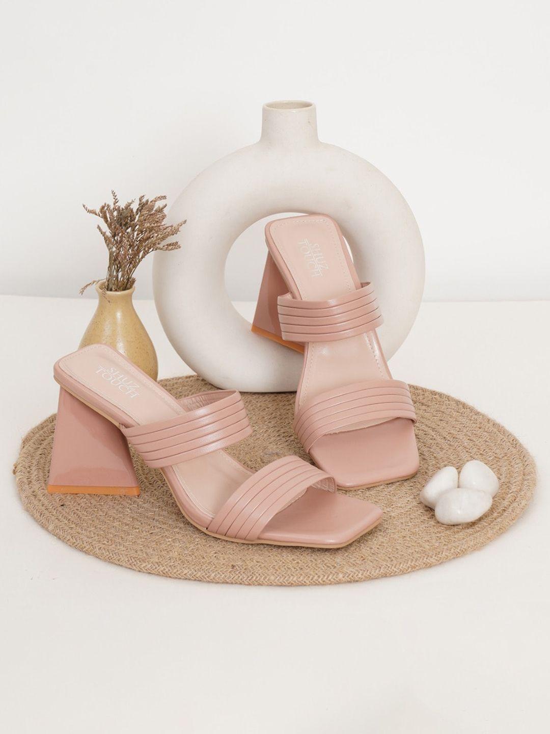 shuz touch women nude-coloured block heels