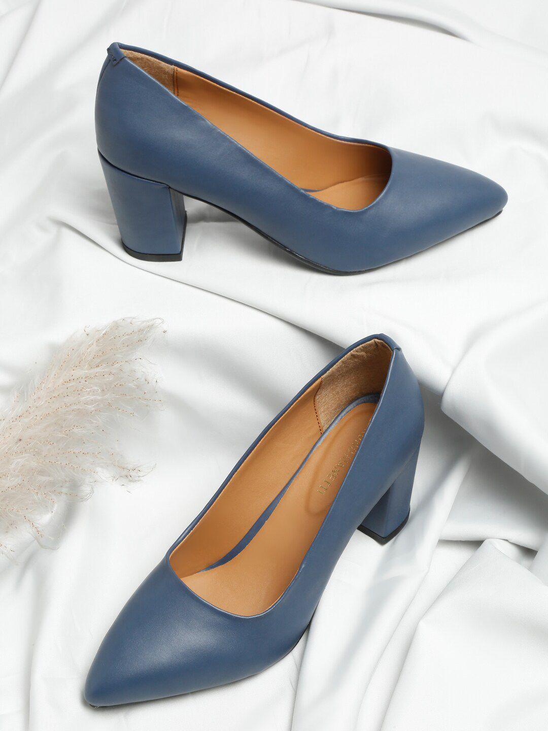 bruno manetti navy blue pu work block pumps