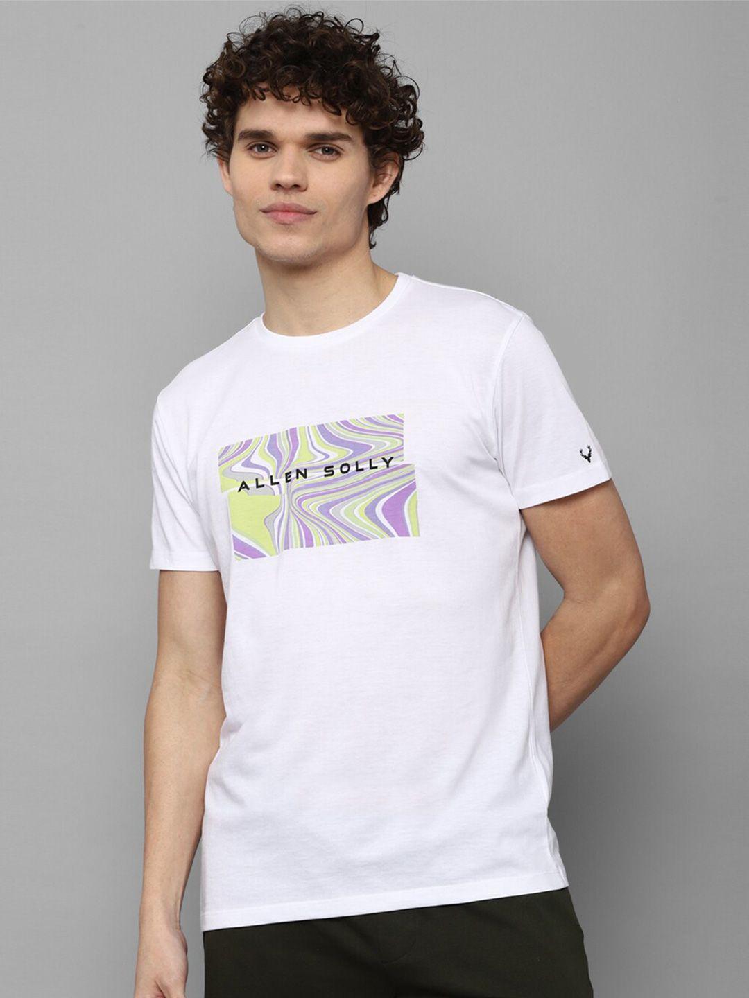 allen solly tribe men white typography printed slim fit t-shirt