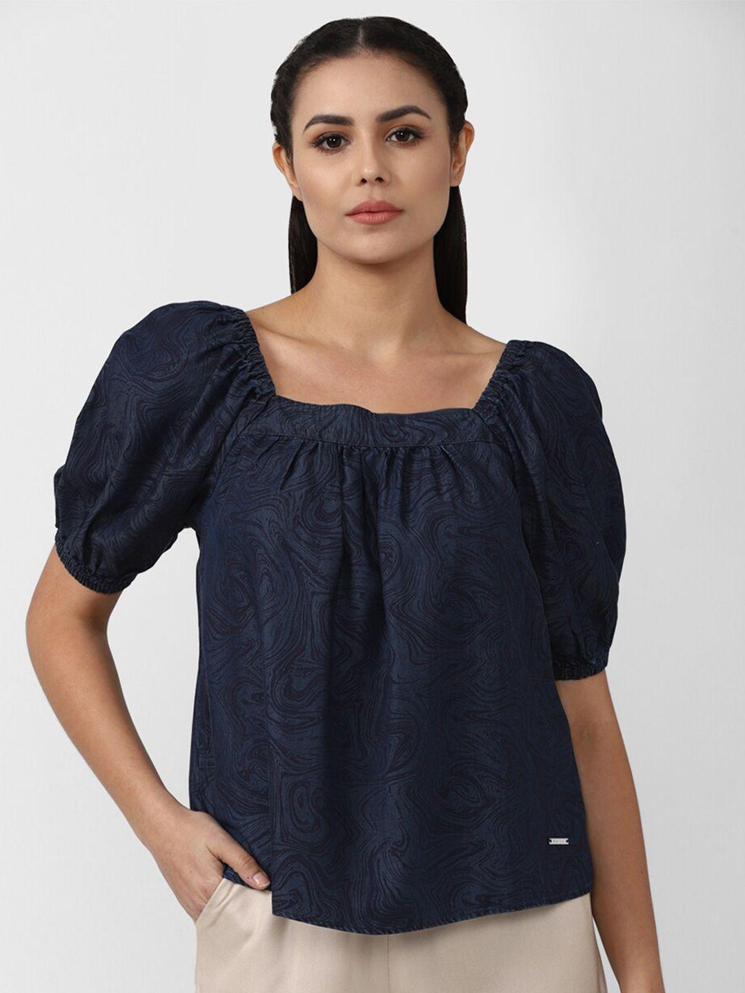 van heusen woman navy blue print top